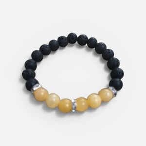 Solar Luxe: Citrine Radiance & Lava Stone Aromatherapy Bracelet
